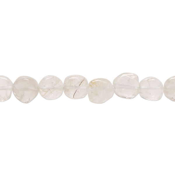 Golden rutilated quartz 1pkg1, hand-cut uneven flat round bead natural, 13 inch 5-7mm image number 0