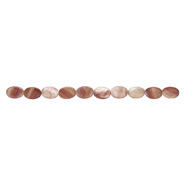 Mother-of-pearl shell 1pkg1, flat oval bead 15 inch brown 20x14mm-22x16mm image number 1