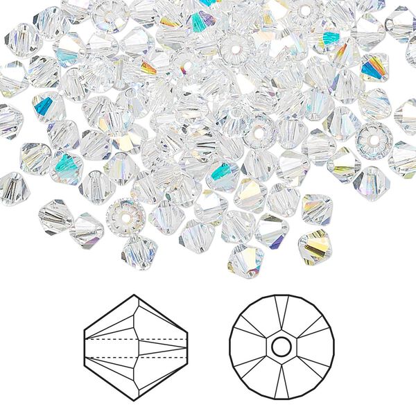 Bead 144pk crystal AB, Crystal Passions® 4mm bicone 5328 image number 0