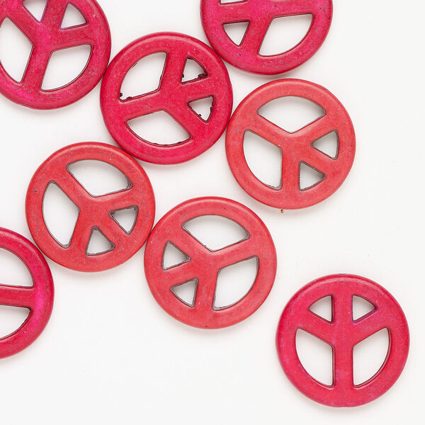 Magnesite 1pkg8, peace sign bead 25mm image number 0
