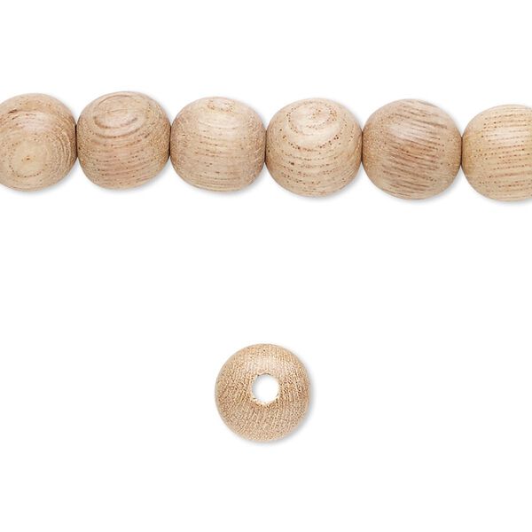 Bead, wood (waxed), 7-8mm hand-cut round. Sold per pkg of (2) 15-1/2" to 16" strands. image number 0