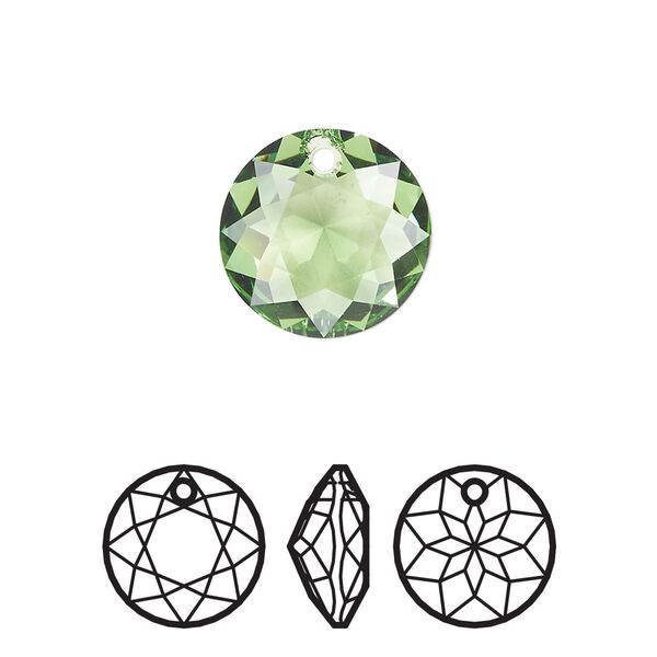 Drop 1pk peridot, Crystal Passions&reg; Regenerated 14mm pendant classic cut 6430 image number 0
