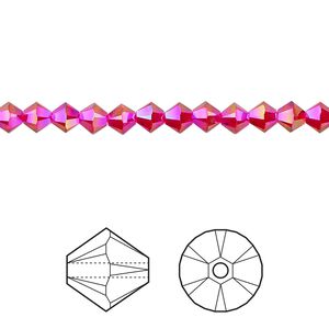 Bead 144pk light Siam shimmer 2X, Crystal Passions® 4mm bicone 5328