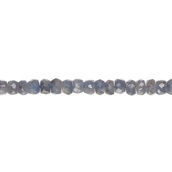 Bead, blue-grey sapphire (dyed), 3x2mm-5x4mm hand-cut faceted rondelle, C grade, Mohs hardness 9. Sold per 14-inch strand, approximately 130 beads. image number 0