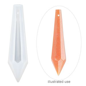 Mold, silicone, white, 68 x 17 x 17mm faceted teardrop. Sold individually.