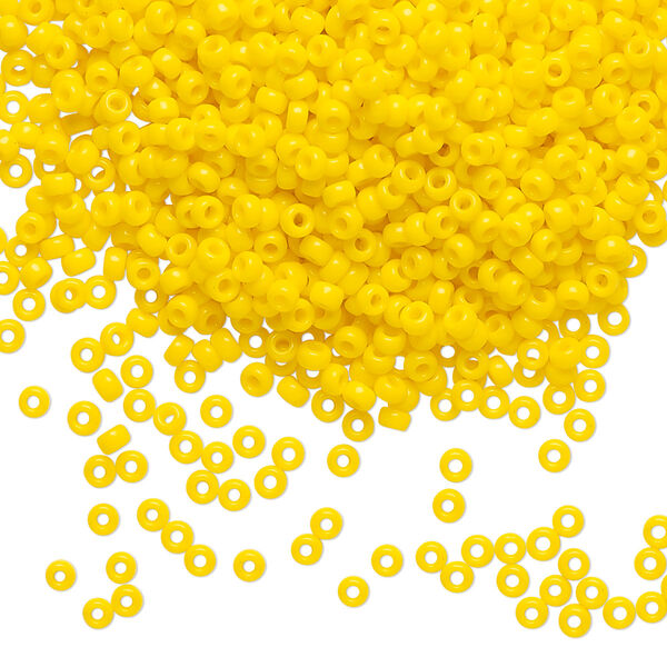 Seed bead, Miyuki, glass, pkg/25g, #11 rocaille, opaque canary, (RR-404D). image number 0