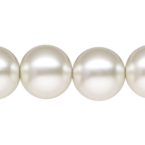 Bead, glass pearl, silver-white, 16mm round. Sold per 15-1/2" to 16" strand. image number 0