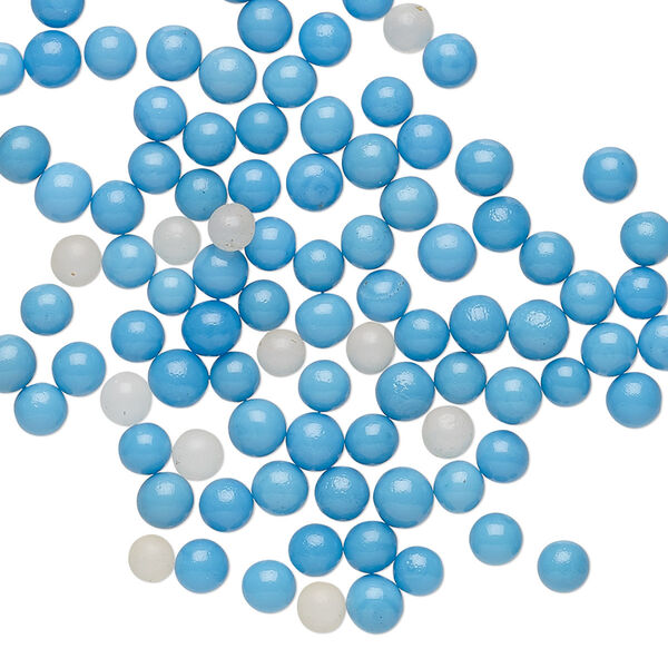Bead, glass, opaque blue, 4mm undrilled round. Sold per pkg of 100. image number 0