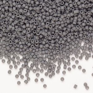 Seed bead, Miyuki Delica®, glass, pkg/250g, #11 round, opaque matte glazed luster dark grey.