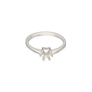 Ring, Sure-Set™, sterling silver, 5mm pre-notched 6-prong heart basket setting, size 7. Sold individually.