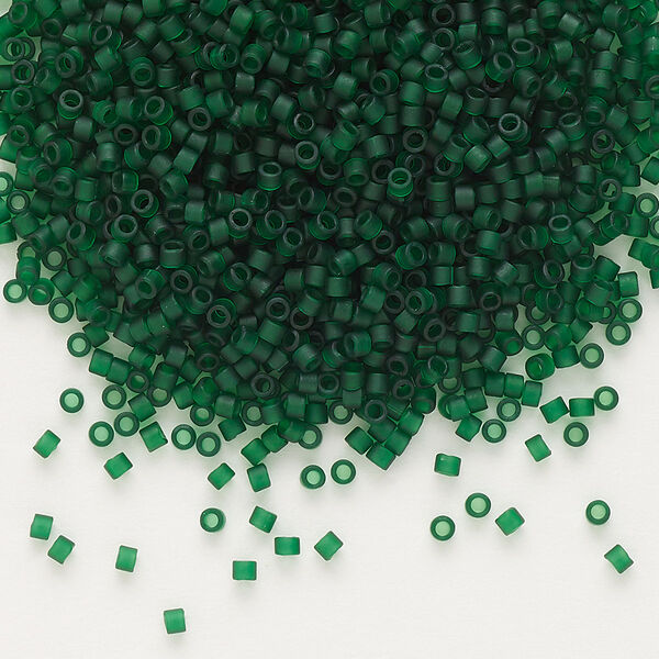 Seed bead, Delica®, glass, pkg/50g, #11 round, translucent matte dark emerald (DB-0767). image number 0