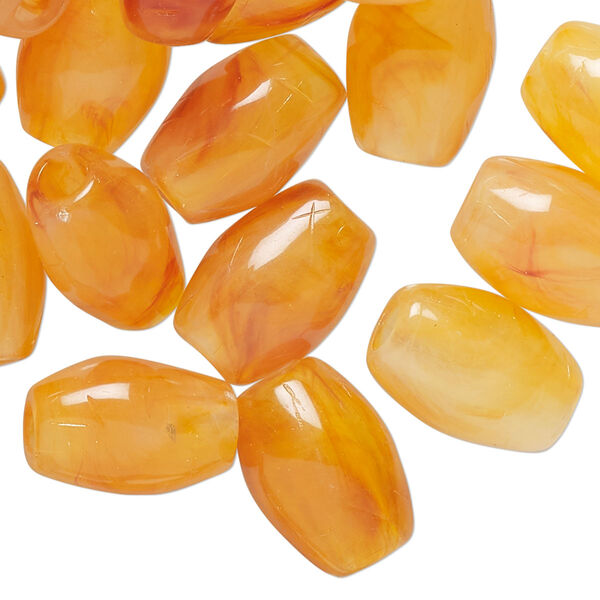 Bead, acrylic, amber, 15x11mm oval. Sold per pkg of 100. image number 0