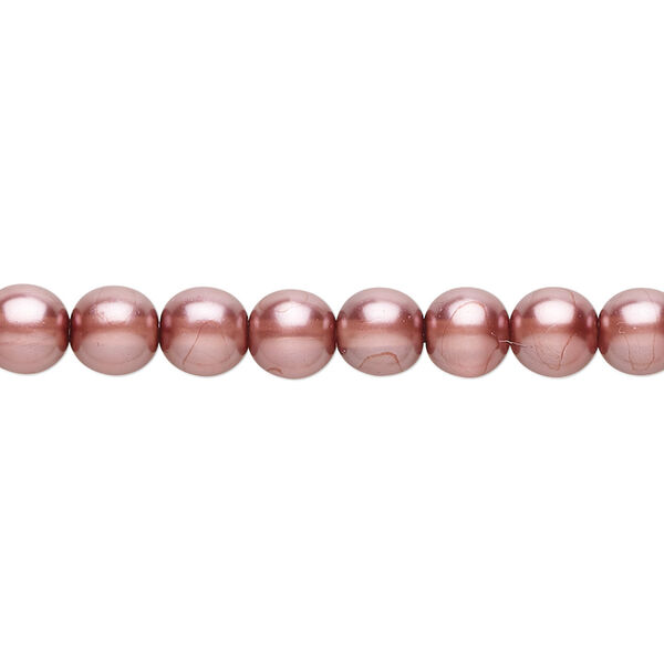 Bead, Czech pearl-coated glass druk, mauve, 6mm round. Sold per 15-1/2" to 16" strand. image number 0