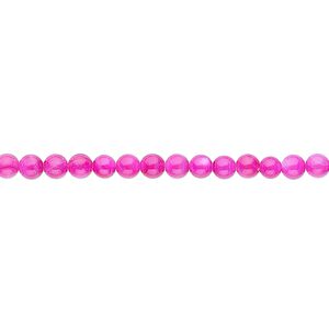 Bead, mother-of-pearl shell (dyed), fuchsia, 3mm round. Sold per 16-inch strand.