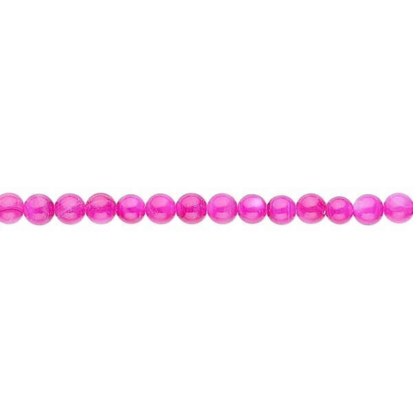 Bead, mother-of-pearl shell (dyed), fuchsia, 3mm round. Sold per 16-inch strand. image number 0