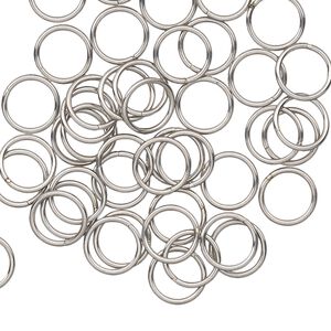 Jump ring, stainless steel, 8mm welded round, 6.4mm inside diameter, 20 gauge. Sold per pkg of 50.