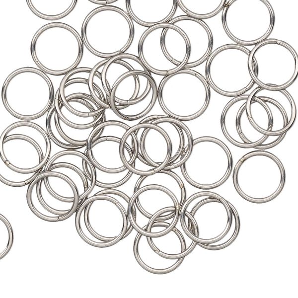 Jump ring, stainless steel, 8mm welded round, 6.4mm inside diameter, 20 gauge. Sold per pkg of 50. image number 0