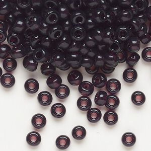 Seed bead, Miyuki, glass, pkg/250g, #6 rocaille, transparent extra dark smoky amethyst (RR-2402).