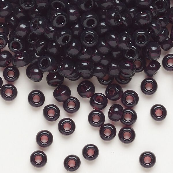 Seed bead, Miyuki, glass, pkg/250g, #6 rocaille, transparent extra dark smoky amethyst (RR-2402). image number 0