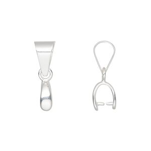 Bail, ice-pick, sterling silver, 21x6mm 4.5mm grip length. Sold individually.