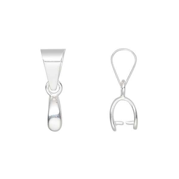 Bail, ice-pick, sterling silver, 21x6mm 4.5mm grip length. Sold individually. image number 0