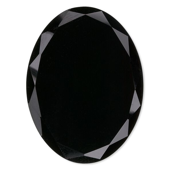 Black onyx 1pkg1, calibrated faceted oval cab 40x30mm image number 0