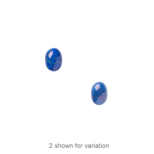 Cabochon, howlite (dyed), lapis blue, 7x5mm calibrated oval, B grade, Mohs hardness 3 to 3-1/2. Sold per pkg of 10. image number 0
