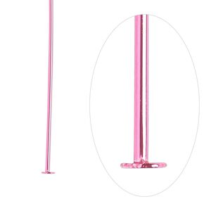 Head pin, electro-coated brass, pink, 2 inches, 21 gauge. Sold per pkg of 10.