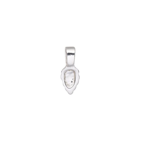 Bail, glue-on, sterling silver, 14x6mm with 10x6mm leaf flat base. Sold individually. image number 0