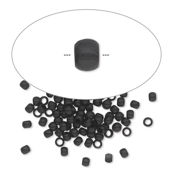 Crimp, painted brass, black, 2.5mm round, 1.5mm inside diameter. Sold per pkg of 100. image number 0