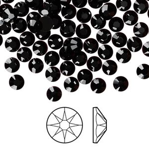 Flat back 144pk jet foil back, Crystal Passions® 4.6-4.8mm rose round SS20 2088