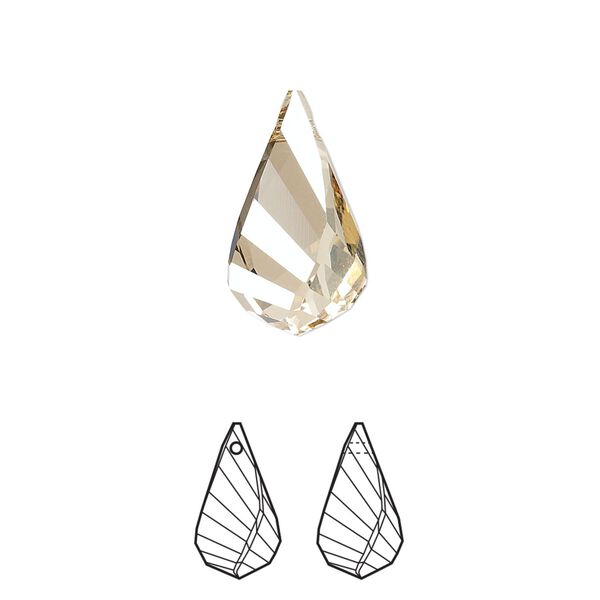 Drop 1pk crystal golden shadow, Crystal Passions® 18x10mm pendant helix 6020 image number 0