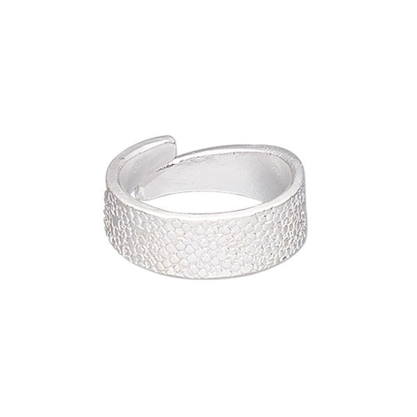 Ring, Hill Tribes, silver-plated copper, 8mm wide with textured design, adjustable from size 8-9. Sold individually. image number 0