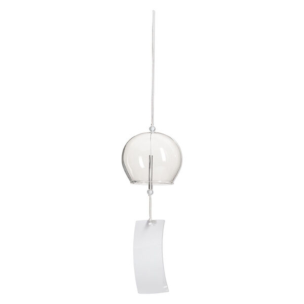 Wind chime, glass/rayon/paper, clear, 3x2-1/2-inch dome with acrylic beads. Sold individually. image number 0