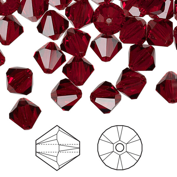Bead 72pk Siam, Crystal Passions® 8mm bicone 5328 image number 0