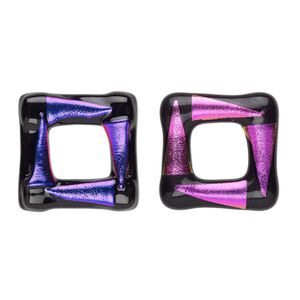 Focal, Paula Radke, dichroic glass, opaque pink / purple / black, 39-41mm open square. Sold individually.