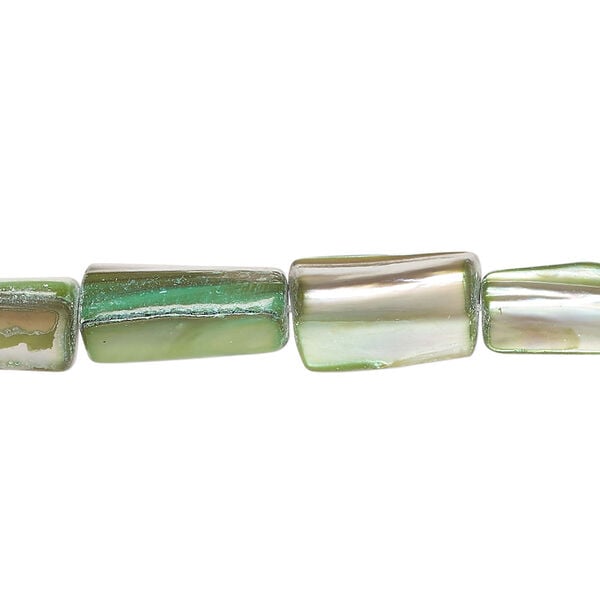 Mother-of-pearl shell 1pkg1, stick bead 14 inch kelly green 13x5mm-16x9mm image number 0