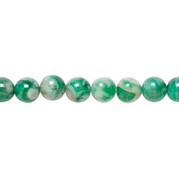 Bead, crazy lace agate (dyed), green, 6mm round, B grade, Mohs hardness 6-1/2 to 7. Sold per 16-inch strand. image number 0