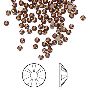 Flat back 144pk light amber foil back, Crystal Passions® 2.5-2.7mm rose round SS9 2058
