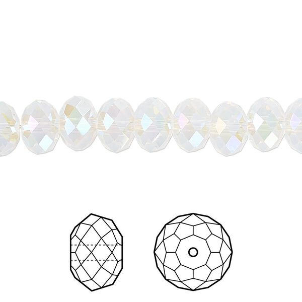 Bead 144pk white opal shimmer 2X, Crystal Passions® 8x6mm rondelle 5040 image number 0