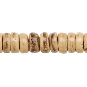 Bead, wood (waxed), light and dark brown, 10x2.5mm-10.5x4mm hand-cut rondelle. Sold per 15-1/2" to 16" strand.