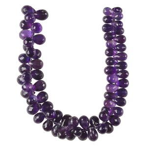 Amethyst 1pkg1, hand-cut top-drilled faceted teardrop bead natural 8 inch graduated 8x5mm-12x8mm