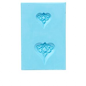 Mold, silicone, blue, 3x2x1-1/2 inches with 18x18mm and 25x25mm Celtic heart pendant. Sold individually.