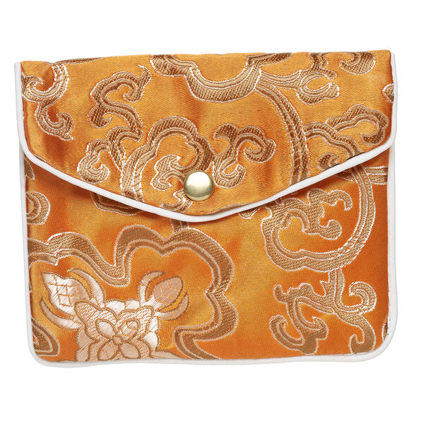 Pouch 1pkg3 rayon fabric and silver-finished steel, multicolored, 4.75x4-inch brocade. image number 1