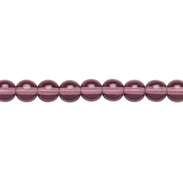 Bead, Czech glass druk, transparent amethyst purple, 6mm round. Sold per 15-1/2" to 16" strand. image number 0