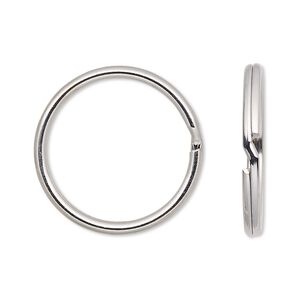 Split ring, nickel-finished steel, 24mm round with 21.6mm inside diameter. Sold per pkg of 100.