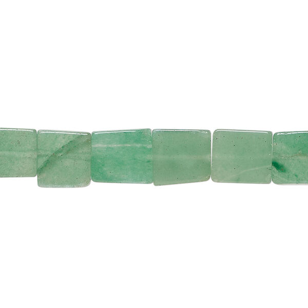 Green aventurine 1pkg1, flat square bead natural, 15 inch 7-10mm medium to dark image number 0