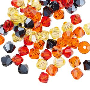 Bead mix 60pk 16 facets fire, Celestial Crystal® 6mm bicone