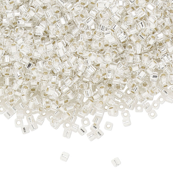 Seed bead, Miyuki 1pkg10g, glass, 1.8 square, transparent silver-lined crystal clear (SB-1) image number 0