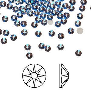 Flat back 144pk tanzanite shimmer foil back, Crystal Passions® 3-3.2mm rose round SS12 2088